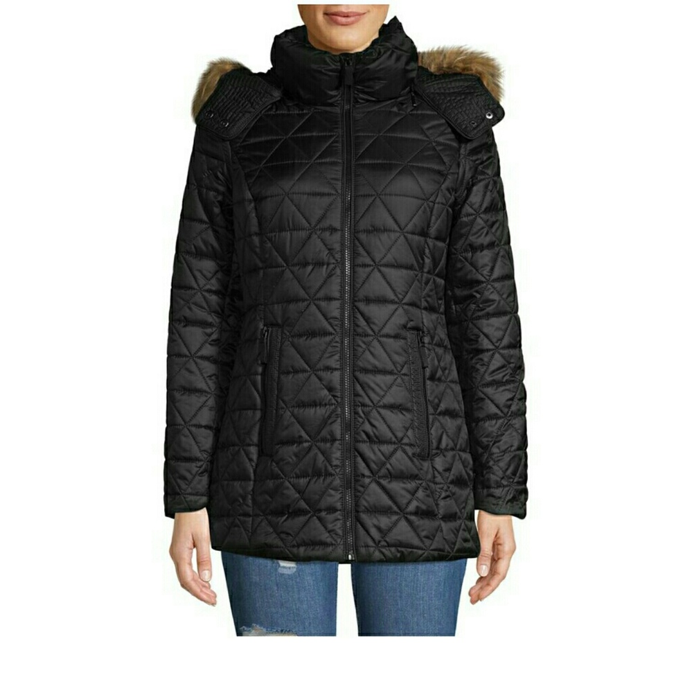 Marc New York quilted faux fur trimmed parka.